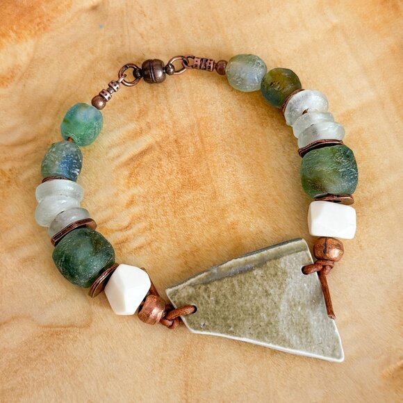 Handmade Jewelry - Handmade repurposed boho chunky bracelet